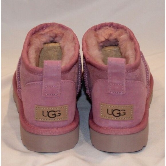 UGG WOMEN'S ULTRA MINI SUEDE SHEARLING LINED BOOTS DYR‎ PINK  NEW - Picture 6 of 8